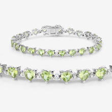 将图片加载到图库查看器，10.24 Carat Genuine Peridot and White Diamond .925 Sterling Silver Bracelet
