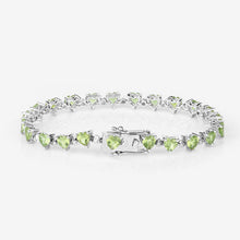 将图片加载到图库查看器，10.24 Carat Genuine Peridot and White Diamond .925 Sterling Silver Bracelet
