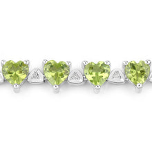 将图片加载到图库查看器，10.24 Carat Genuine Peridot and White Diamond .925 Sterling Silver Bracelet
