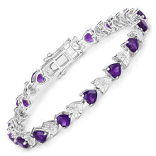 Load image into Gallery viewer, 6.59 Carat Genuine Amethyst and White Diamond .925 Sterling Silver Bracelet
