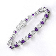 Load image into Gallery viewer, 6.59 Carat Genuine Amethyst and White Diamond .925 Sterling Silver Bracelet
