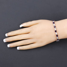 Load image into Gallery viewer, 6.59 Carat Genuine Amethyst and White Diamond .925 Sterling Silver Bracelet
