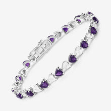 Load image into Gallery viewer, 6.59 Carat Genuine Amethyst and White Diamond .925 Sterling Silver Bracelet
