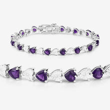 Load image into Gallery viewer, 6.59 Carat Genuine Amethyst and White Diamond .925 Sterling Silver Bracelet
