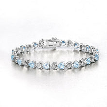 Load image into Gallery viewer, 7.64 Carat Genuine Blue Topaz and White Diamond .925 Sterling Silver Bracelet
