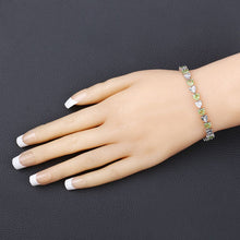 Load image into Gallery viewer, 6.74 Carat Genuine Peridot and White Diamond .925 Sterling Silver Bracelet
