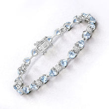 Load image into Gallery viewer, 7.36 Carat Genuine Aquamarine and White Diamond .925 Sterling Silver Bracelet
