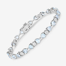 Load image into Gallery viewer, 7.36 Carat Genuine Aquamarine and White Diamond .925 Sterling Silver Bracelet
