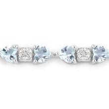 Load image into Gallery viewer, 7.36 Carat Genuine Aquamarine and White Diamond .925 Sterling Silver Bracelet
