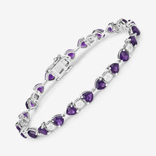 Load image into Gallery viewer, 9.56 Carat Genuine Amethyst and White Diamond .925 Sterling Silver Bracelet
