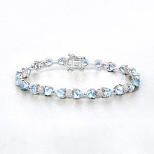 Load image into Gallery viewer, 11.10 Carat Genuine Blue Topaz and White Diamond .925 Sterling Silver Bracelet
