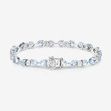 Load image into Gallery viewer, 11.10 Carat Genuine Blue Topaz and White Diamond .925 Sterling Silver Bracelet
