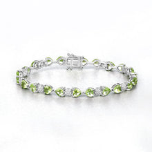 Load image into Gallery viewer, 9.78 Carat Genuine Peridot and White Diamond .925 Sterling Silver Bracelet

