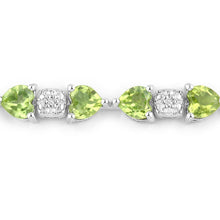 Load image into Gallery viewer, 9.78 Carat Genuine Peridot and White Diamond .925 Sterling Silver Bracelet

