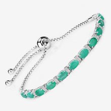 Load image into Gallery viewer, 4.98 Carat Genuine Emerald and White Topaz .925 Sterling Silver Bracelet
