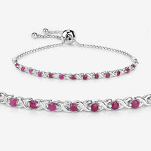 将图片加载到图库查看器，0.88 Carat Genuine Ruby .925 Sterling Silver Bracelet
