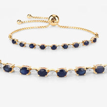 Load image into Gallery viewer, 1.83 Carat Genuine Blue Sapphire and White Diamond .925 Sterling Silver Bracelet
