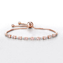 Load image into Gallery viewer, 1.38 Carat Genuine Morganite and White Diamond .925 Sterling Silver Bracelet
