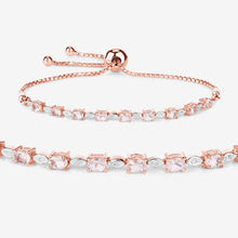 Load image into Gallery viewer, 1.38 Carat Genuine Morganite and White Diamond .925 Sterling Silver Bracelet
