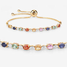 将图片加载到图库查看器，1.83 Carat Genuine Multi Sapphire .925 Sterling Silver Bracelet
