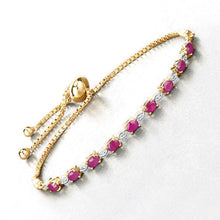 将图片加载到图库查看器，2.01 Carat Genuine Ruby and White Diamond .925 Sterling Silver Bracelet
