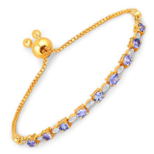 Load image into Gallery viewer, 1.56 Carat Genuine Tanzanite and White Diamond .925 Sterling Silver Bracelet
