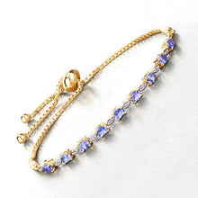 Load image into Gallery viewer, 1.56 Carat Genuine Tanzanite and White Diamond .925 Sterling Silver Bracelet
