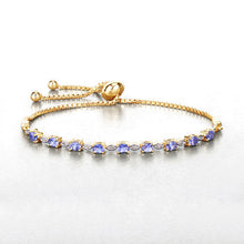 Load image into Gallery viewer, 1.56 Carat Genuine Tanzanite and White Diamond .925 Sterling Silver Bracelet
