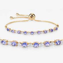 Load image into Gallery viewer, 1.56 Carat Genuine Tanzanite and White Diamond .925 Sterling Silver Bracelet
