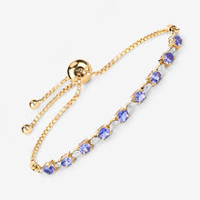 Load image into Gallery viewer, 1.56 Carat Genuine Tanzanite and White Diamond .925 Sterling Silver Bracelet

