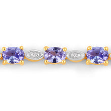 Load image into Gallery viewer, 1.56 Carat Genuine Tanzanite and White Diamond .925 Sterling Silver Bracelet
