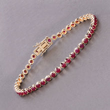 Load image into Gallery viewer, 3.13 Carat Genuine Mozambique Ruby 14K Yellow Gold Bracelet

