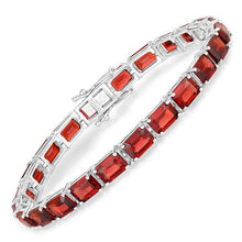 Load image into Gallery viewer, 27.60 Carat Genuine Garnet .925 Sterling Silver Bracelet
