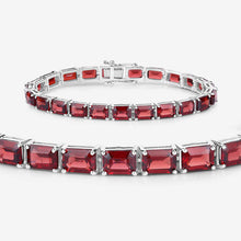 Load image into Gallery viewer, 27.60 Carat Genuine Garnet .925 Sterling Silver Bracelet
