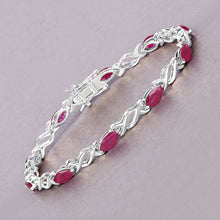 Load image into Gallery viewer, 5.00 Carat Genuine Ruby 10K White Gold Bracelet

