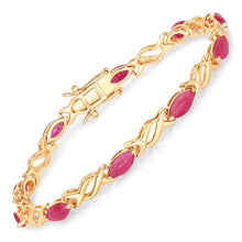 将图片加载到图库查看器，5.00 Carat Genuine Ruby 10K Yellow Gold Bracelet
