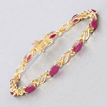 将图片加载到图库查看器，5.00 Carat Genuine Ruby 10K Yellow Gold Bracelet
