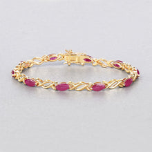 将图片加载到图库查看器，5.00 Carat Genuine Ruby 10K Yellow Gold Bracelet
