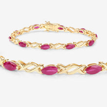 将图片加载到图库查看器，5.00 Carat Genuine Ruby 10K Yellow Gold Bracelet
