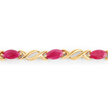 将图片加载到图库查看器，5.00 Carat Genuine Ruby 10K Yellow Gold Bracelet

