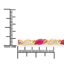 将图片加载到图库查看器，5.00 Carat Genuine Ruby 10K Yellow Gold Bracelet
