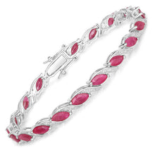 Load image into Gallery viewer, 7.78 Carat Genuine Ruby and White Diamond 10K White Gold Bracelet
