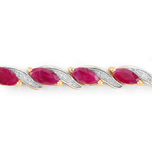 Load image into Gallery viewer, 7.78 Carat Genuine Ruby and White Diamond 10K Yellow Gold Bracelet
