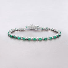 Load image into Gallery viewer, 3.24 Carat Genuine Zambian Emerald .925 Sterling Silver Bracelet
