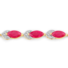 Load image into Gallery viewer, 6.79 Carat Genuine Ruby and White Diamond 14K Yellow Gold Bracelet
