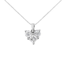 Load image into Gallery viewer, 10K White Gold 1.0 Cttw Round-Cut and Princess-Cut Diamond Heart Shaped 18" Pendant Necklace (H-I Color, SI2-I1 Clarity)
