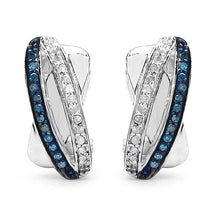 Load image into Gallery viewer, 0.28 Carat Genuine Blue Diamond &amp; White Diamond .925 Sterling Silver Earrings
