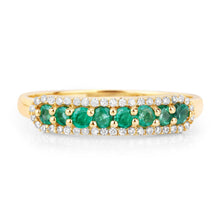 Load image into Gallery viewer, 0.35 Carat Genuine Zambian Emerald and White Diamond 14K Yellow Gold Ring
