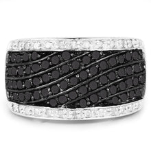 Load image into Gallery viewer, 0.79 Carat Genuine Black Diamond and White Diamond .925 Sterling Silver Ring
