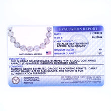 将图片加载到图库查看器，IGI Certified 14K Yellow Gold 14 3/4 cttw Pave Set Round-Cut Diamond Riviera Necklace (F-G Color, S2-I1 Clarity)

